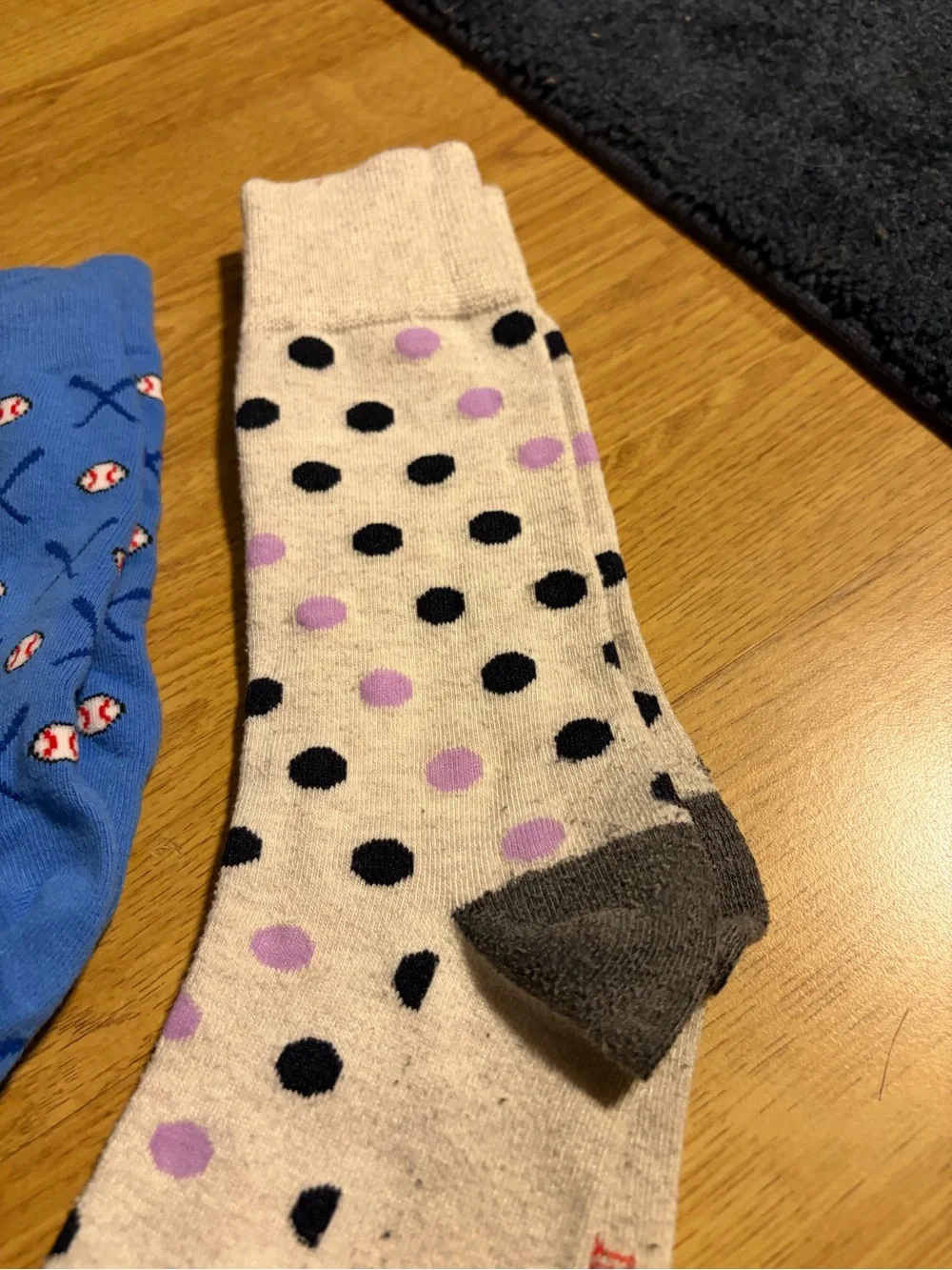 Set of 3 Men's Patterned Crew Socks VV- Blue Polka & Novelty Styles
